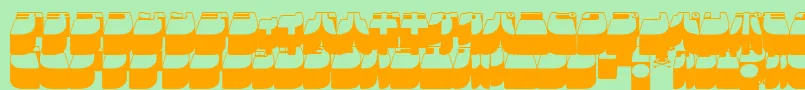 Frigkat3-Schriftart – Orangefarbene Schriften auf grünem Hintergrund