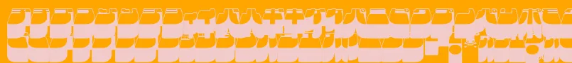 Frigkat3-Schriftart – Rosa Schriften auf orangefarbenem Hintergrund