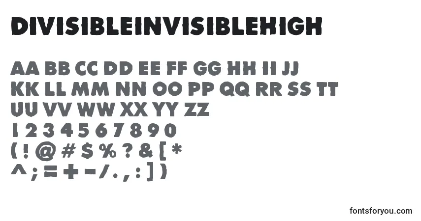 A fonte DivisibleInvisibleHigh – alfabeto, números, caracteres especiais