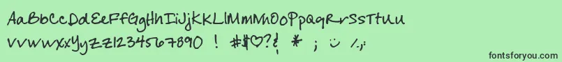 CherylHand Font – Black Fonts on Green Background