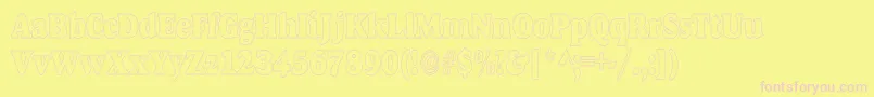 AlexussHeavyHollowCondensed-fontti – vaaleanpunaiset fontit keltaisella taustalla