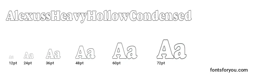 Tamaños de fuente AlexussHeavyHollowCondensed