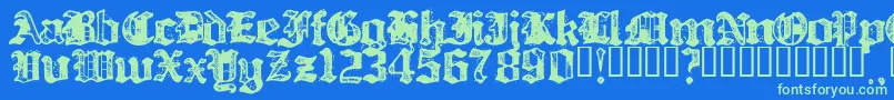 フォントBillHicks5 – 青い背景に緑のフォント