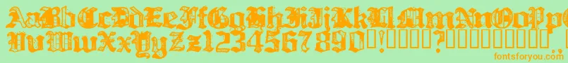 BillHicks5-Schriftart – Orangefarbene Schriften auf grünem Hintergrund