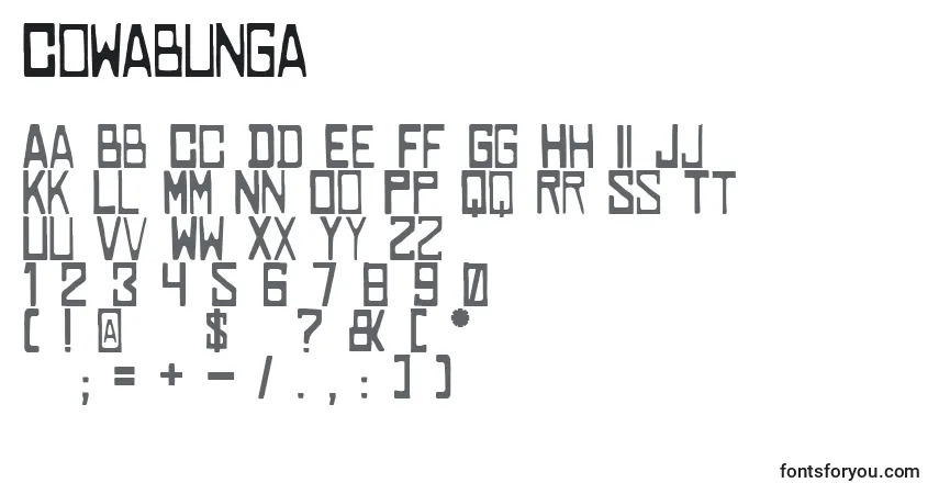 A fonte Cowabunga – alfabeto, números, caracteres especiais