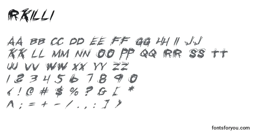 Schriftart Rkilli – Alphabet, Zahlen, spezielle Symbole