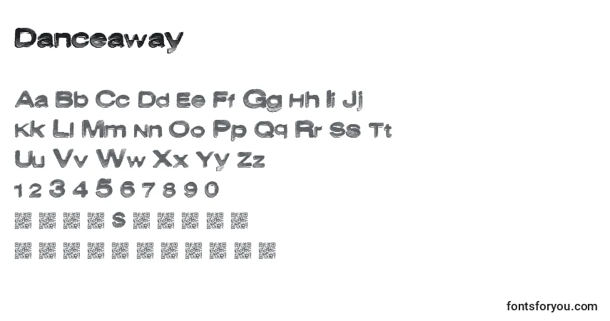 Шрифт Danceaway – алфавит, цифры, специальные символы