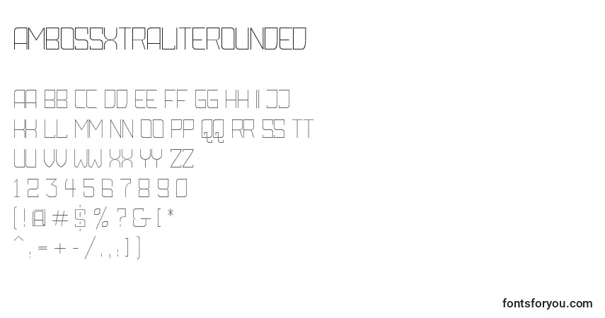 A fonte AmbossXtraLiteRounded – alfabeto, números, caracteres especiais