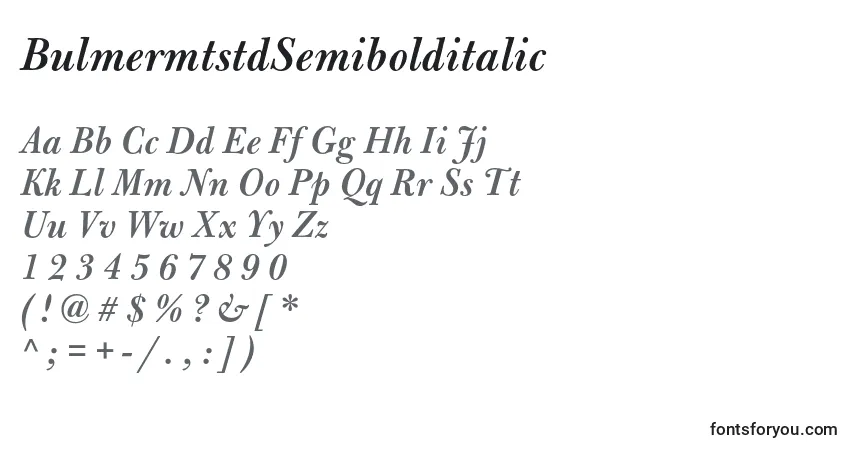 A fonte BulmermtstdSemibolditalic – alfabeto, números, caracteres especiais