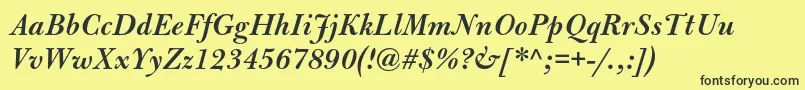 BulmermtstdSemibolditalic Font – Black Fonts on Yellow Background