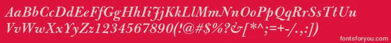 BulmermtstdSemibolditalic Font – Pink Fonts on Red Background