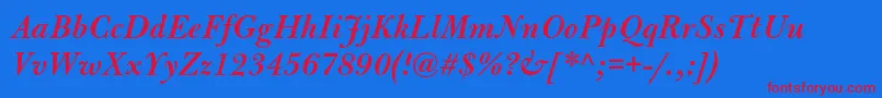 BulmermtstdSemibolditalic Font – Red Fonts on Blue Background