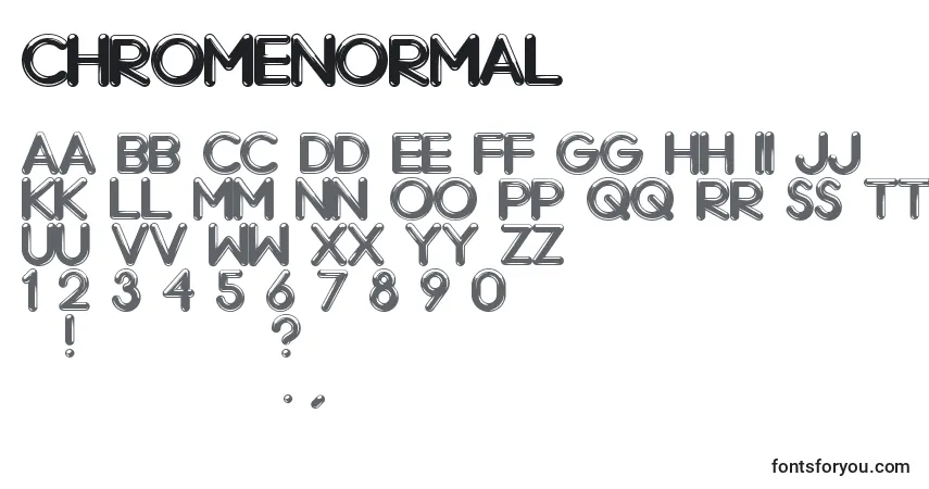 A fonte ChromeNormal – alfabeto, números, caracteres especiais