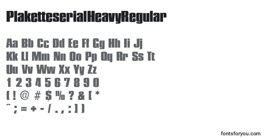 Czcionka PlaketteserialHeavyRegular – alfabet, cyfry, specjalne znaki