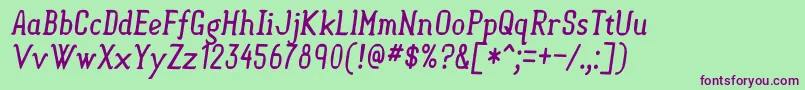 SemisweetItalic Font – Purple Fonts on Green Background