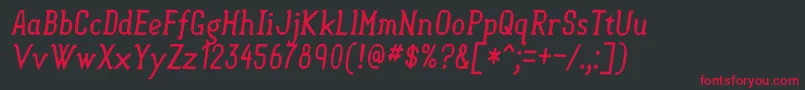 フォントSemisweetItalic – 黒い背景に赤い文字
