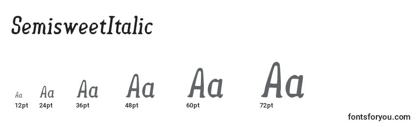 Размеры шрифта SemisweetItalic