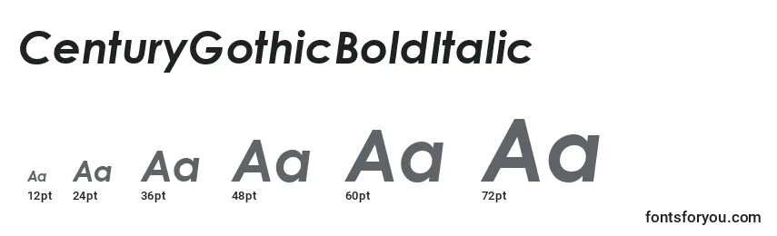 Größen der Schriftart CenturyGothicBoldItalic