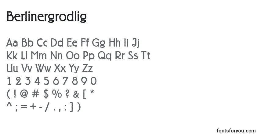 Czcionka Berlinergrodlig – alfabet, cyfry, specjalne znaki
