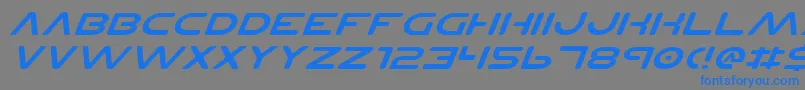 PlanetNsExpandedItalic-Schriftart – Blaue Schriften auf grauem Hintergrund