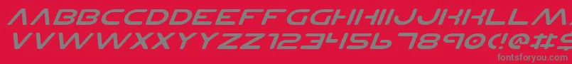 PlanetNsExpandedItalic-Schriftart – Graue Schriften auf rotem Hintergrund