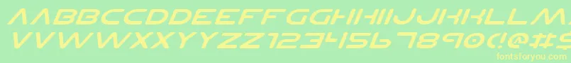 フォントPlanetNsExpandedItalic – 黄色の文字が緑の背景にあります