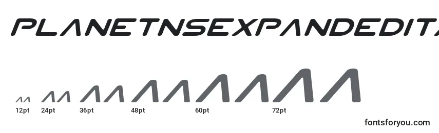 PlanetNsExpandedItalic Font Sizes