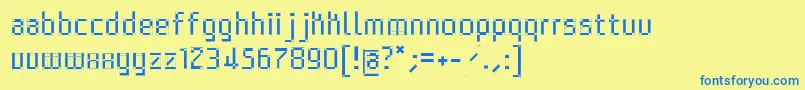 フォントArchitypopure – 青い文字が黄色の背景にあります。