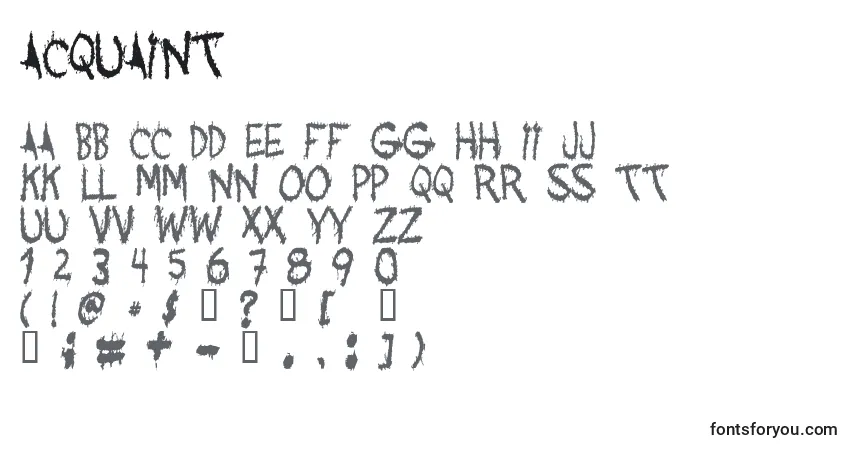 Czcionka Acquaint – alfabet, cyfry, specjalne znaki