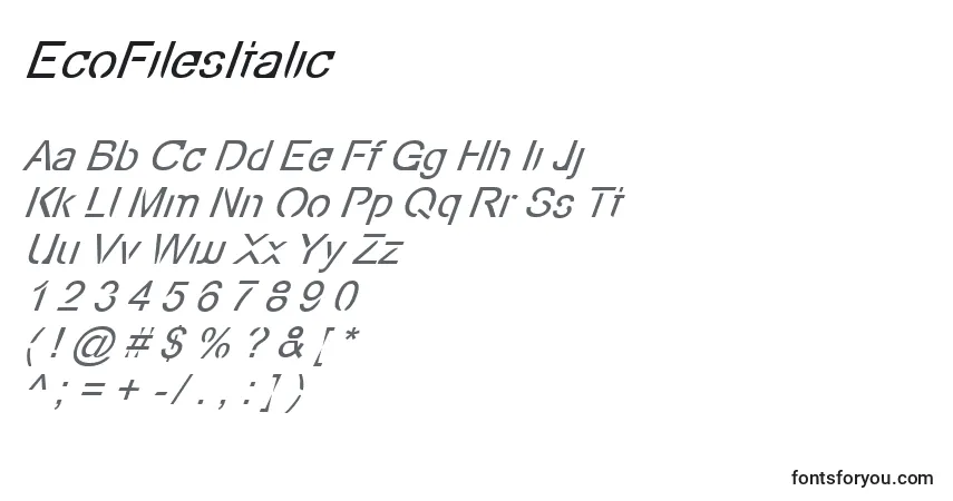 EcoFilesItalic Font – alphabet, numbers, special characters