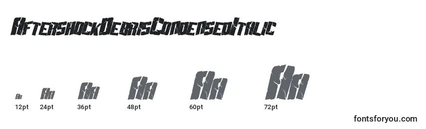 Размеры шрифта AftershockDebrisCondensedItalic