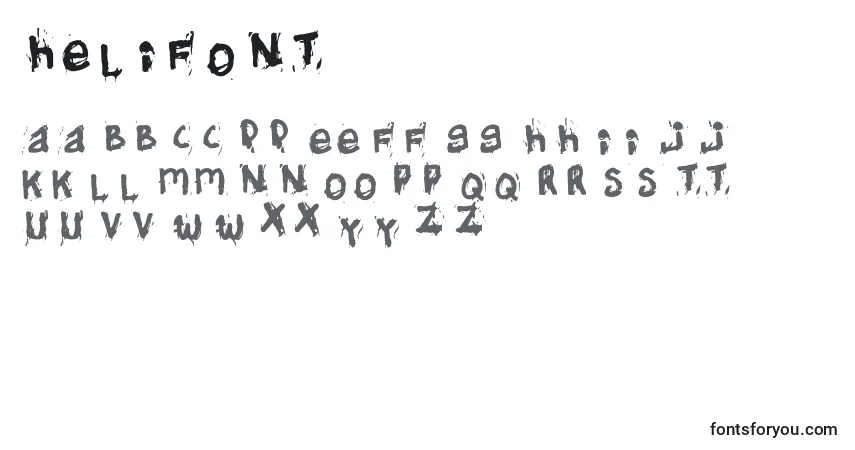 A fonte Helifont – alfabeto, números, caracteres especiais