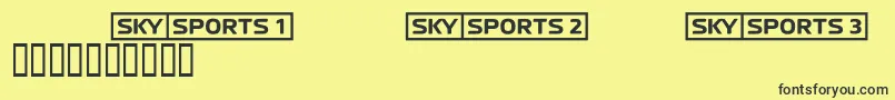 Fonte Skyfontsport – fontes pretas em um fundo amarelo