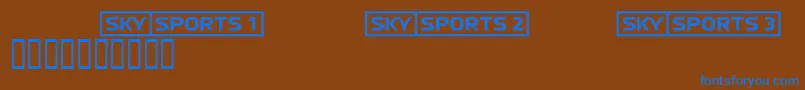 Skyfontsport-Schriftart – Blaue Schriften auf braunem Hintergrund