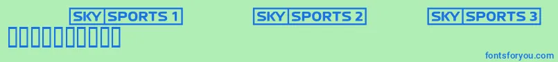 Skyfontsport-Schriftart – Blaue Schriften auf grünem Hintergrund