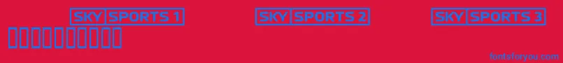 Skyfontsport-Schriftart – Blaue Schriften auf rotem Hintergrund
