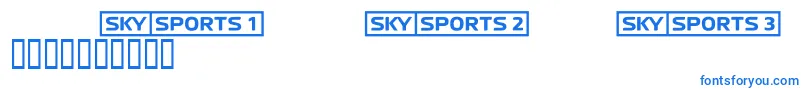 Skyfontsport-Schriftart – Blaue Schriften auf weißem Hintergrund