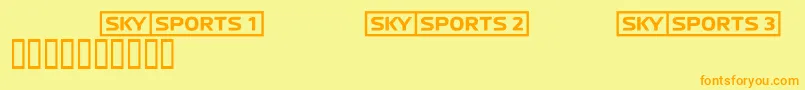 Skyfontsport-fontti – oranssit fontit keltaisella taustalla