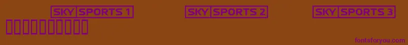 フォントSkyfontsport – 紫色のフォント、茶色の背景