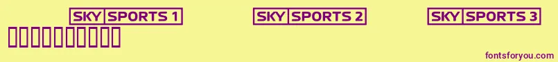 Czcionka Skyfontsport – fioletowe czcionki na żółtym tle