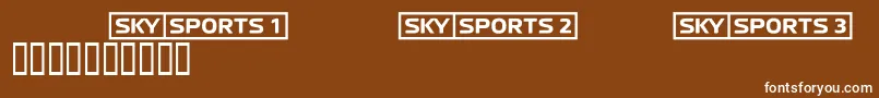 Skyfontsport-Schriftart – Weiße Schriften auf braunem Hintergrund