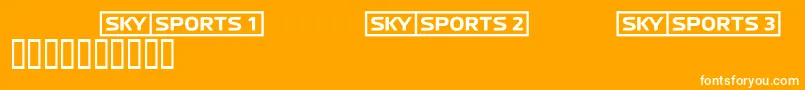 Skyfontsport-Schriftart – Weiße Schriften auf orangefarbenem Hintergrund