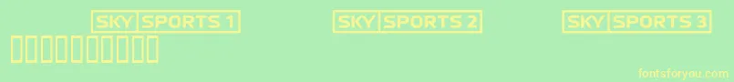 Fonte Skyfontsport – fontes amarelas em um fundo verde