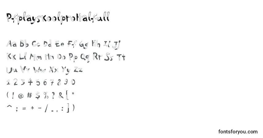 A fonte PfplayskoolproHalfull – alfabeto, números, caracteres especiais
