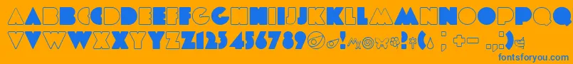 Etiaw3-Schriftart – Blaue Schriften auf orangefarbenem Hintergrund