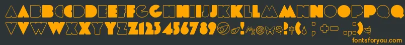 Etiaw3-Schriftart – Orangefarbene Schriften auf schwarzem Hintergrund