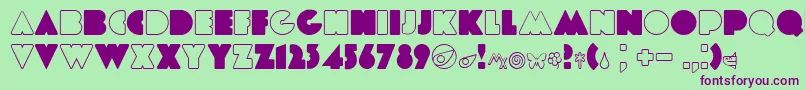 Etiaw3-Schriftart – Violette Schriften auf grünem Hintergrund