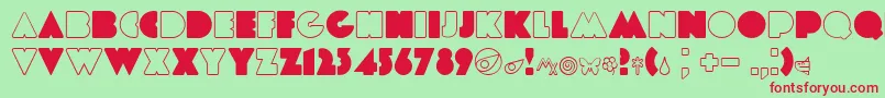 Etiaw3-fontti – punaiset fontit vihreällä taustalla