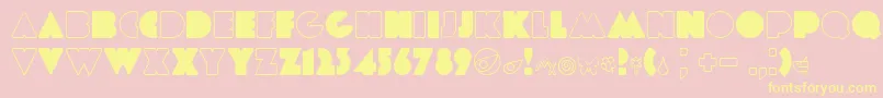 Etiaw3-Schriftart – Gelbe Schriften auf rosa Hintergrund