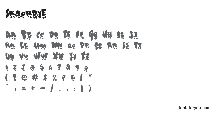 Czcionka Sk8ordye – alfabet, cyfry, specjalne znaki
